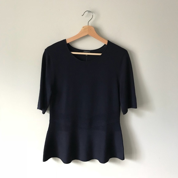 Talbots Tops - Talbots Peplum Sweater Knit Top Navy M Blouse